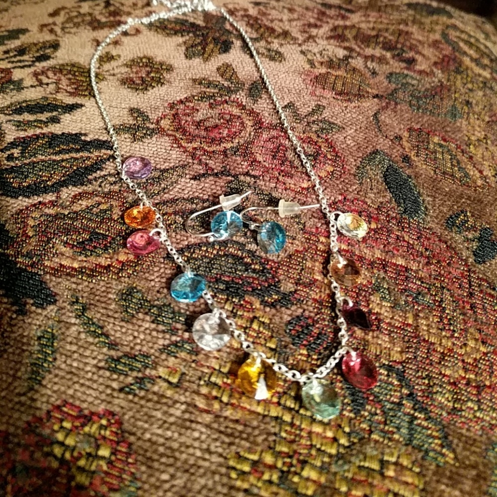 Fun multicolor necklace and earrings set